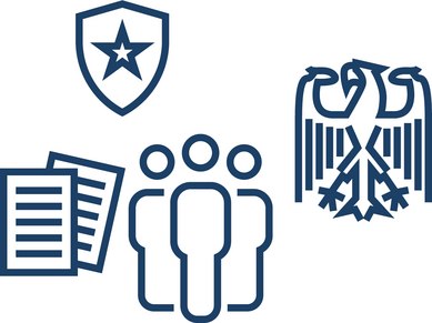 Links steht: Öffentlicher Dienst – leicht erklärt. Rechts ist ein Gebäude abgebildet, dass den öffentlichen Dienst symbolisiert.